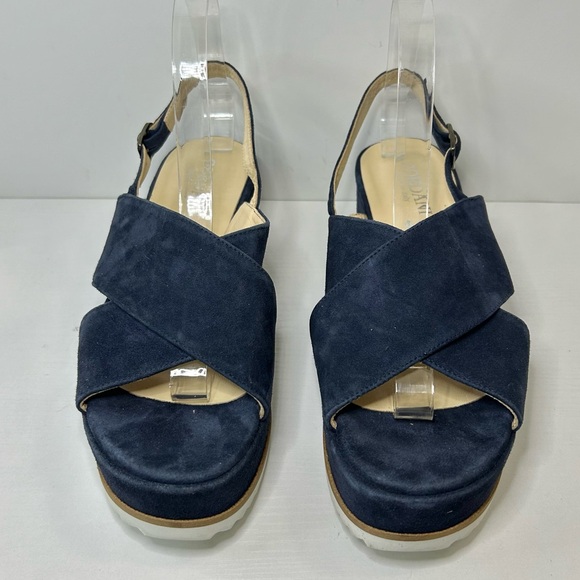 Cordani Kaylee Slingback Wedge Platform Navy Suede Criss Cross Strap Sz 41 EU - Picture 3 of 15